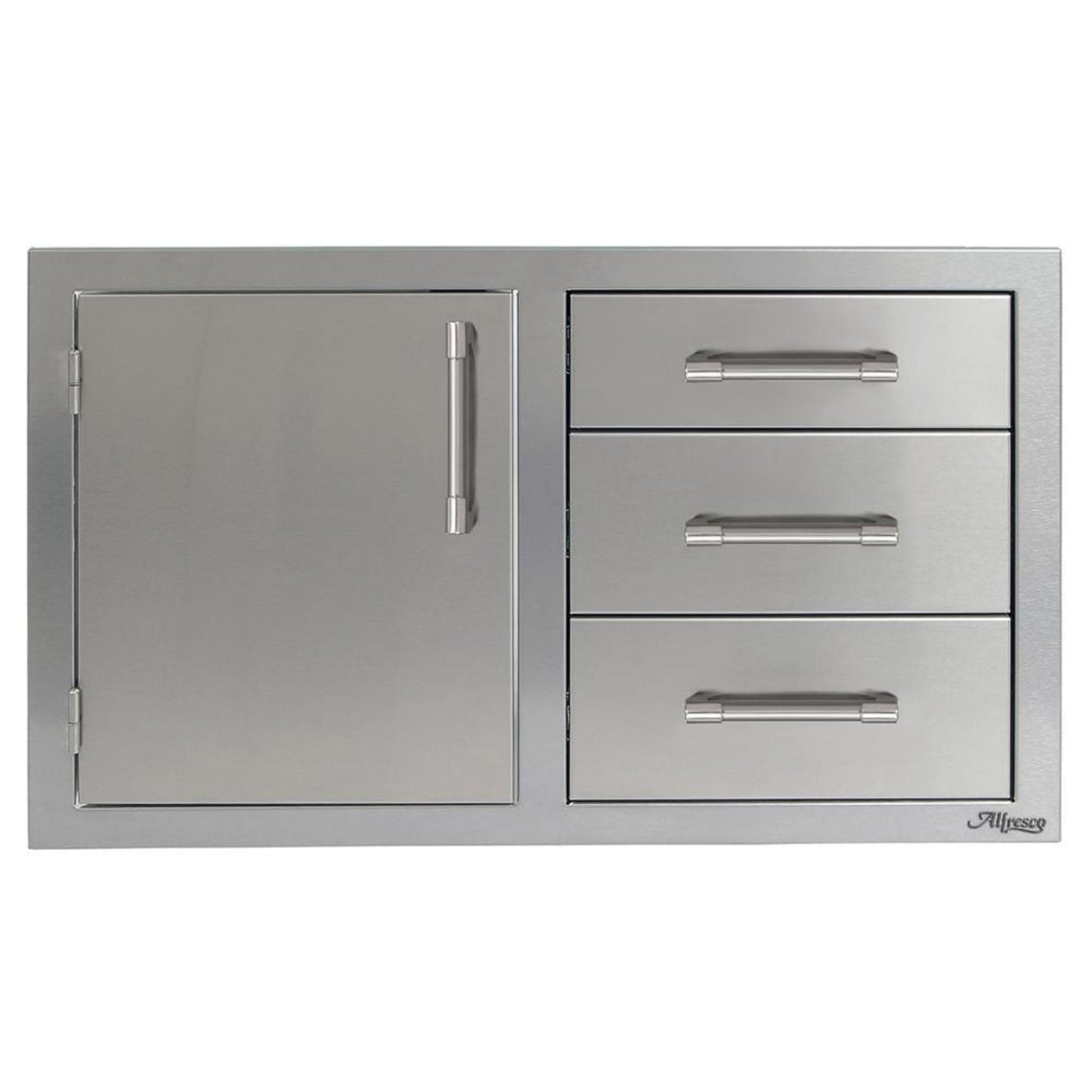 Afresco 32" Signal Grey Gloss Three Drawers with Door on Left