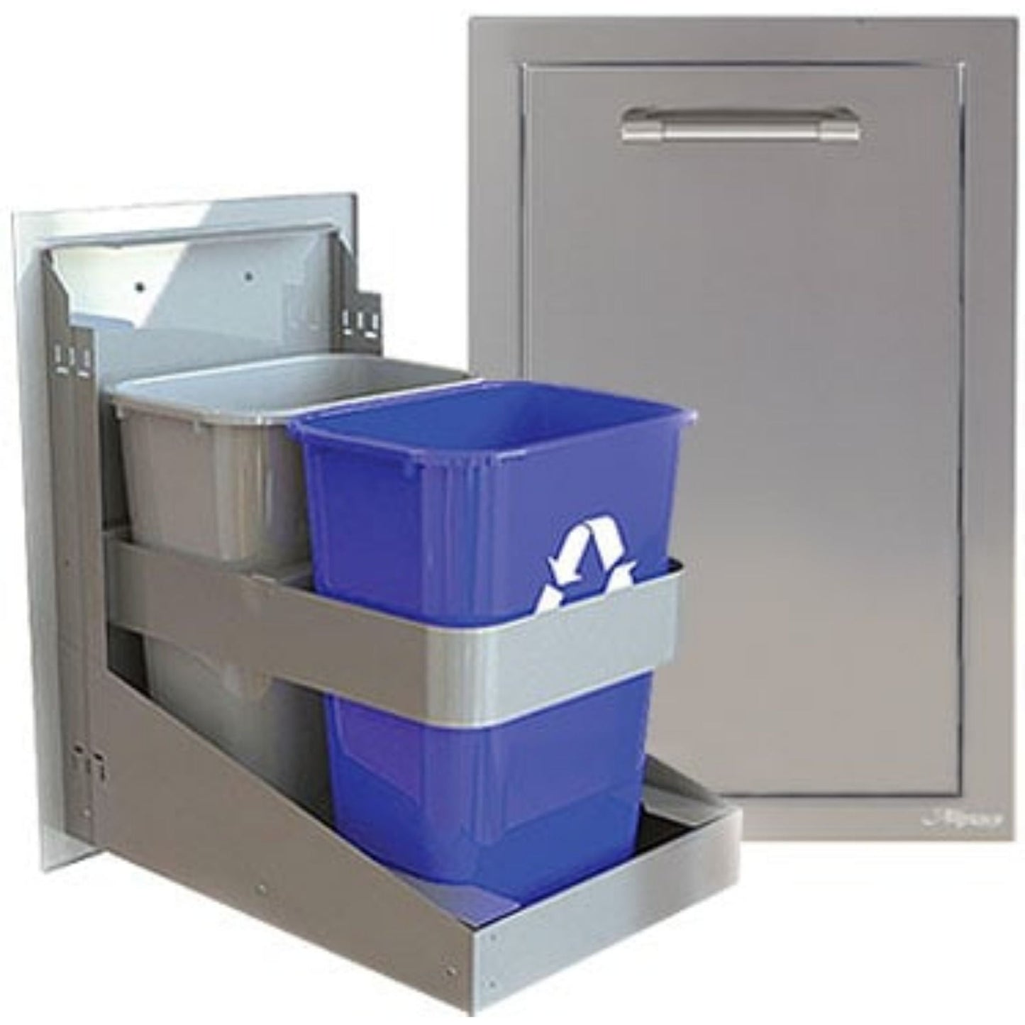 Alfresco 18" Carmine Red Gloss Dual Trash Center / Recycling Drawer (Deep)