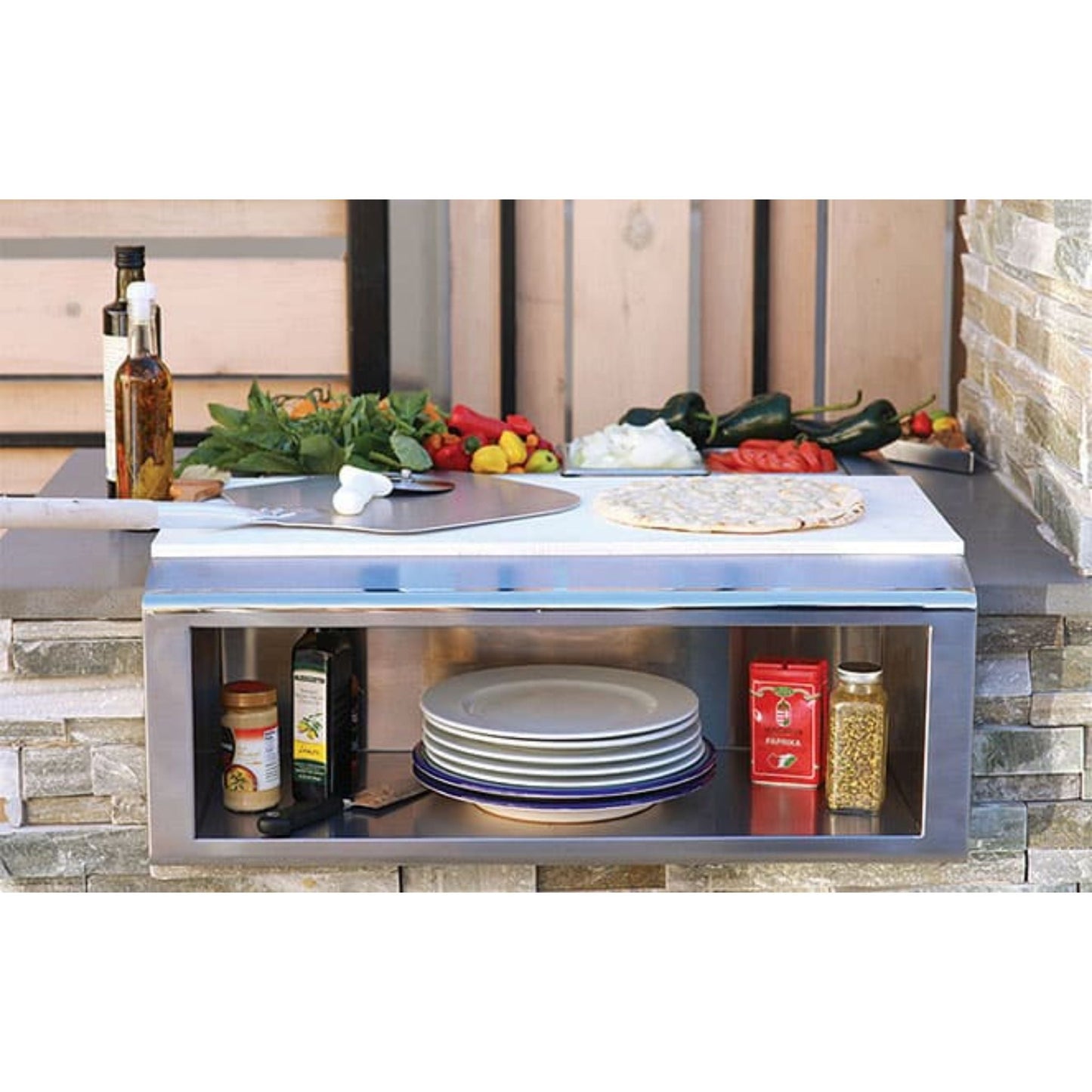 Alfresco 30" Plate & Garnish Rail with Food Pans