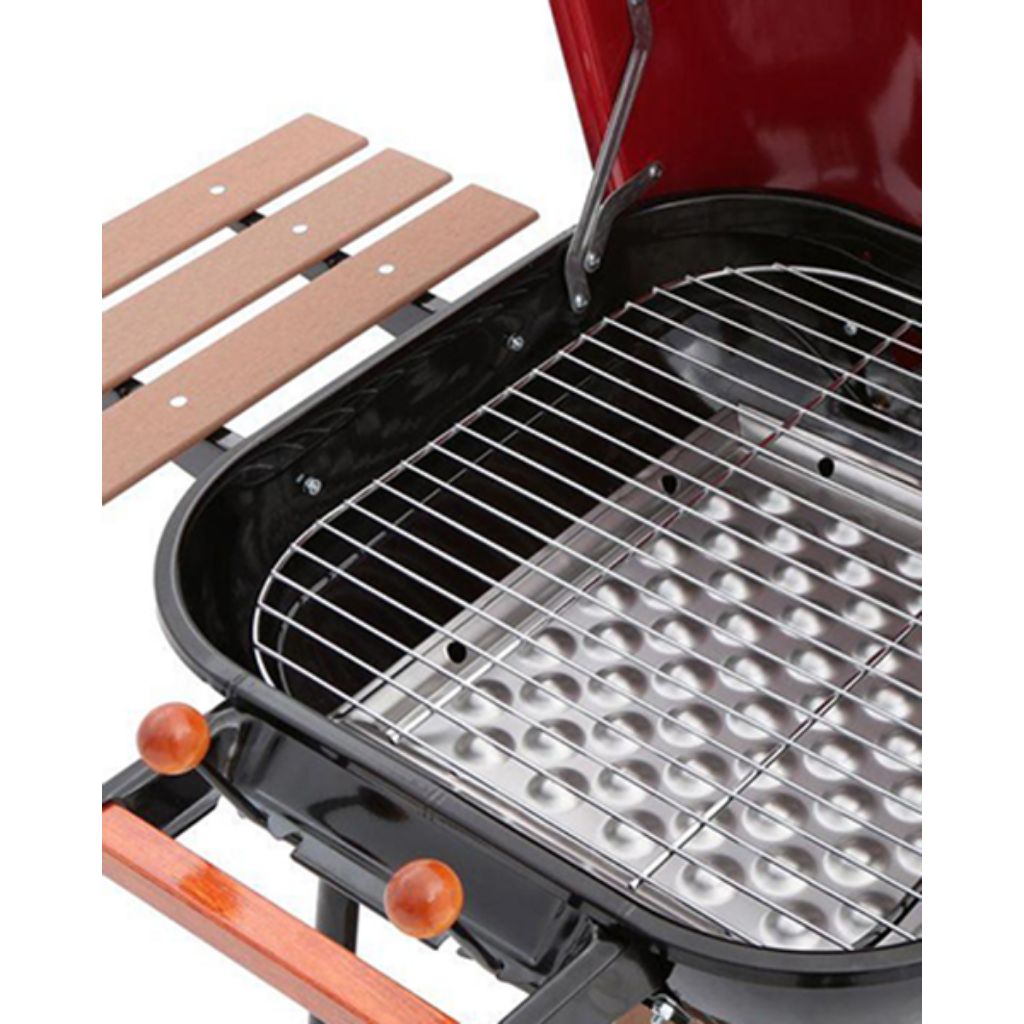 Americana 21" Red Swinger Charcoal Grill with Two Side Tables