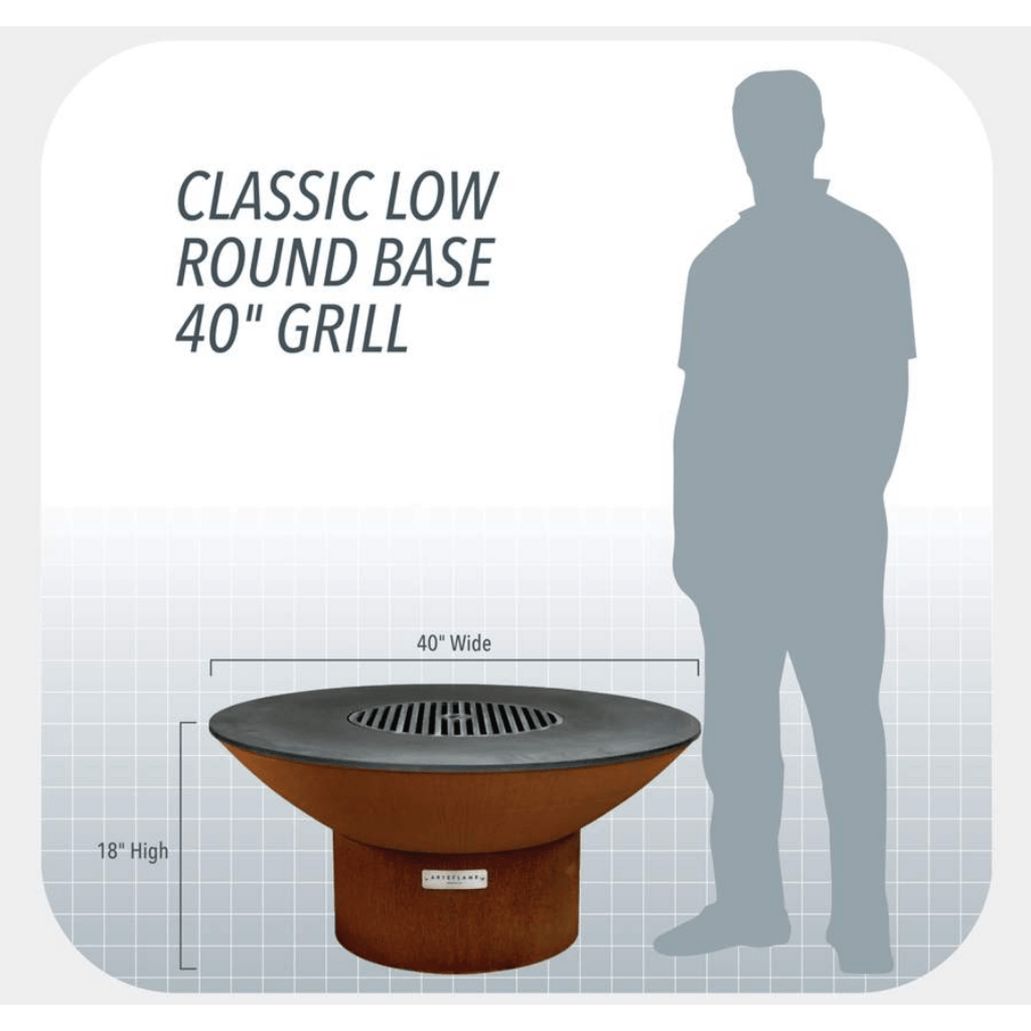 Arteflame Classic 40" Grill with a Low Round Base Starter Bundle With 2 Grilling Accessories