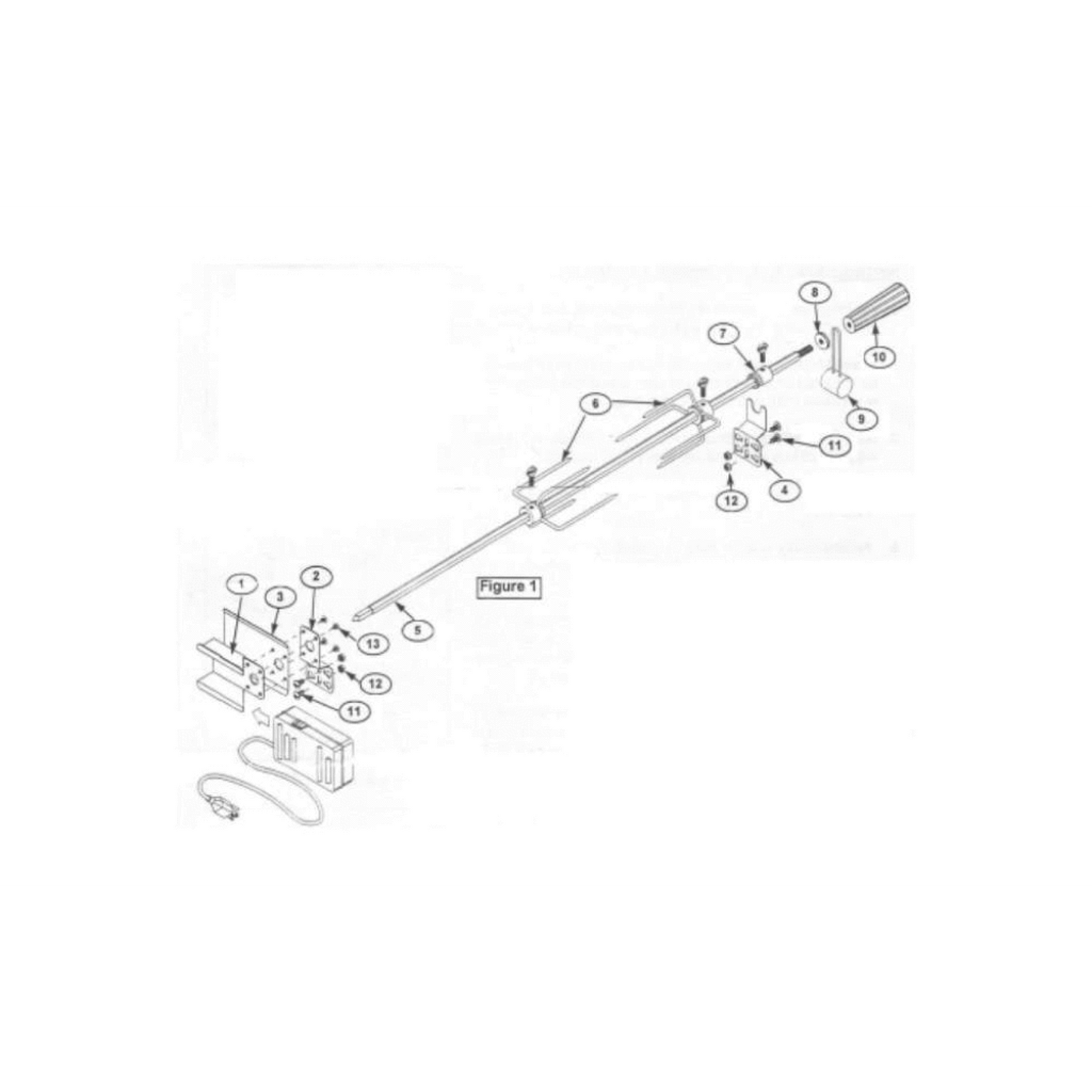 Arteflame Extra Rotisserie Cordless Motor, Spit, Forks and Bracket Kit