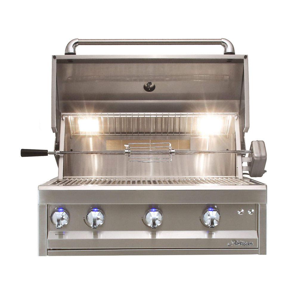Artisan Professional Series 32" Stainless Steel Built-In 3-Burner Natural Gas Grill with Lights and Rotisserie