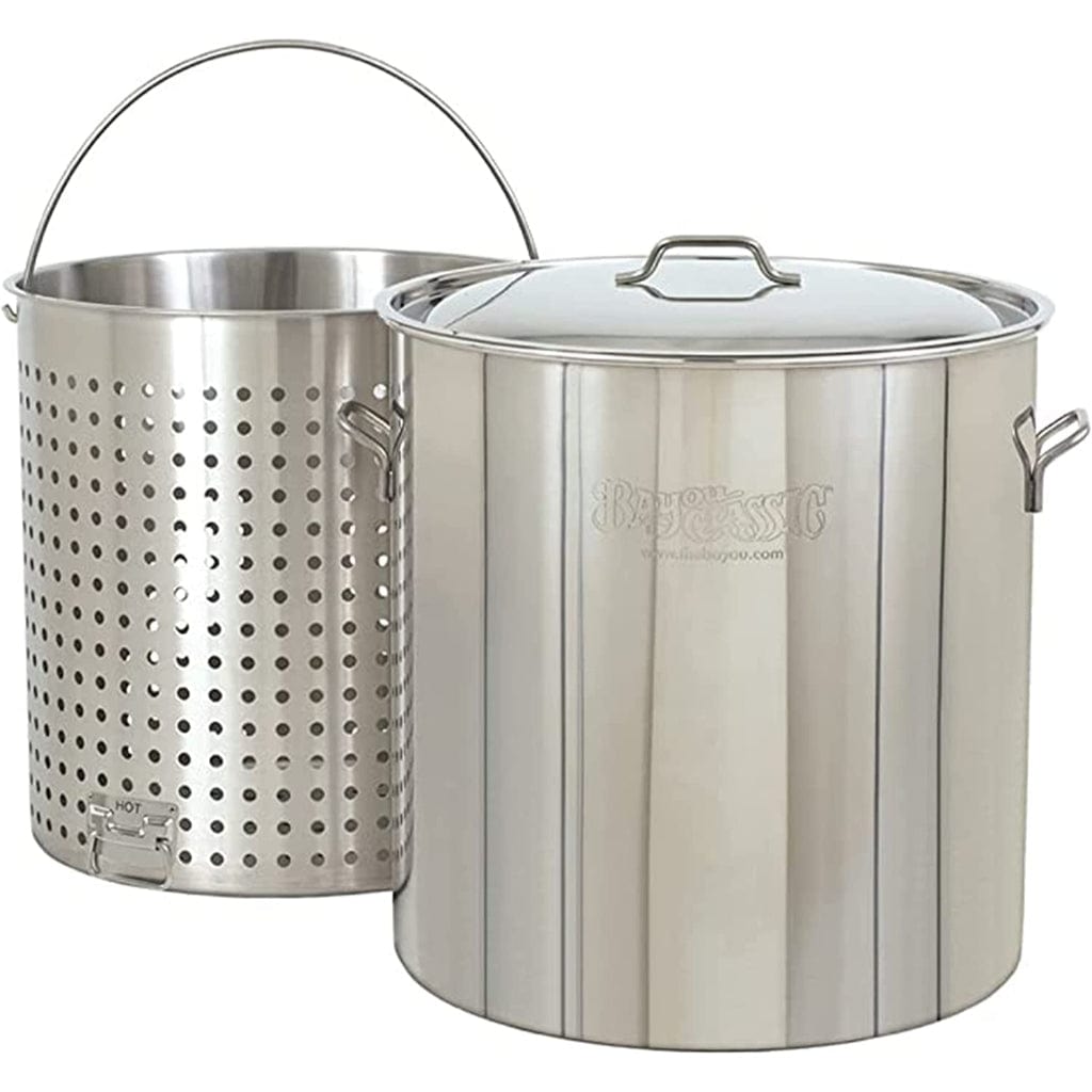 Bayou Classic 1122 122-Qt. Stainless Steel Stockpot with Boil Basket
