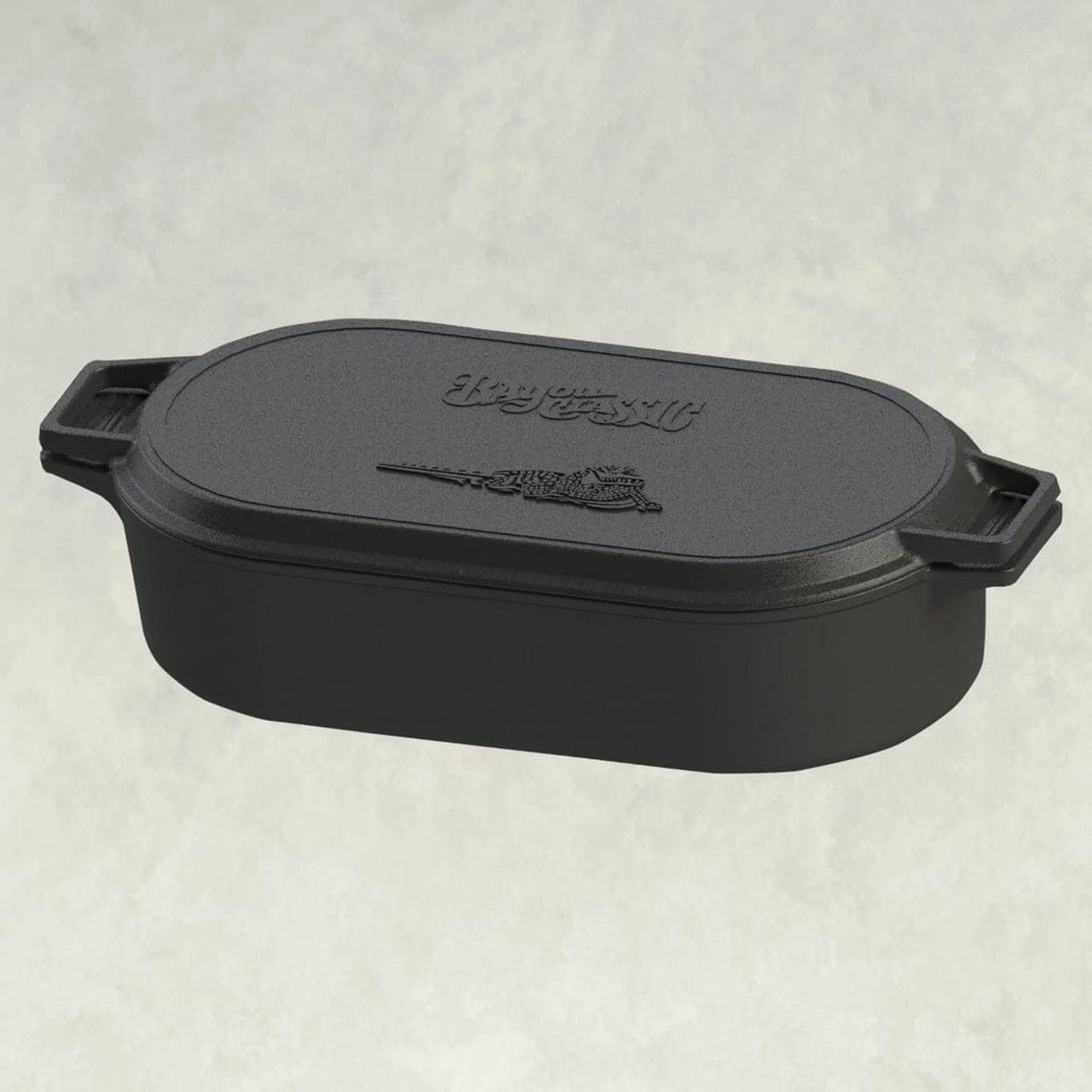 Bayou Classic 6-Quart Cast Iron Oval Fryer w/ Griddle Lid