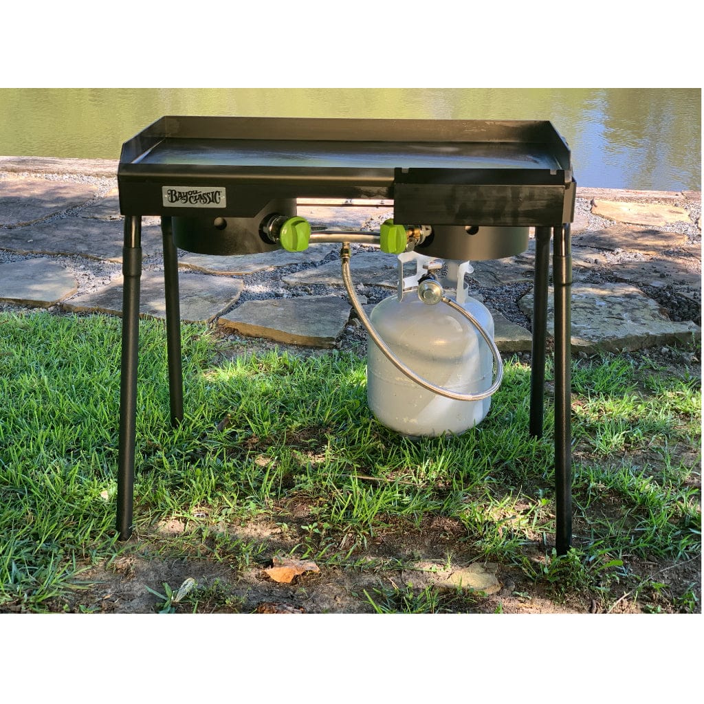 Bayou Classic Dual Outdoor Propane Gas Patio Camp Stove w/ Double Griddle