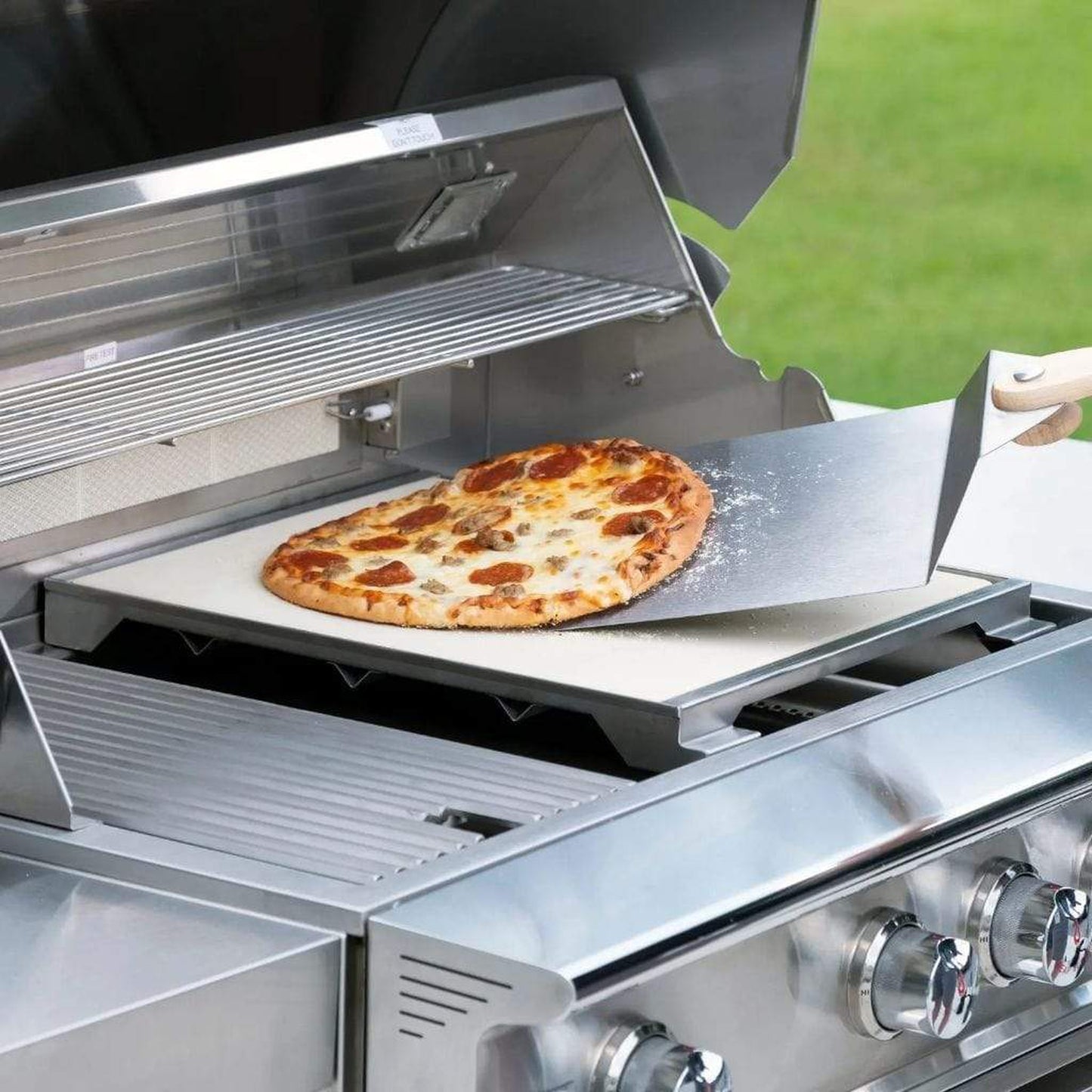 Blaze 14.75"/15" Ceramic Pizza Stone With Stainless Steel Tray
