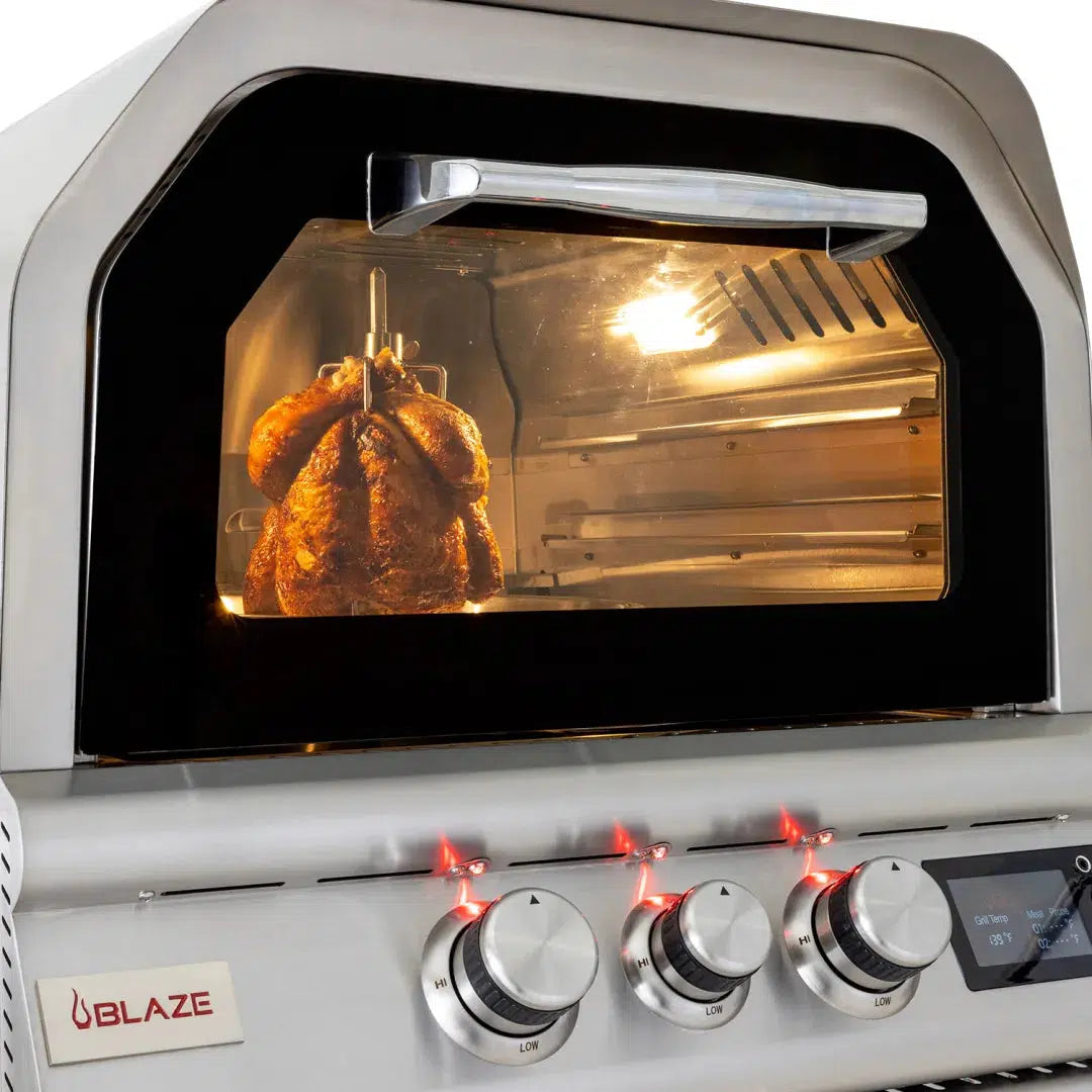 Blaze 26" Table Top Natural Gas Outdoor Pizza Oven With Rotisserie Kit & Countertop Sleeve