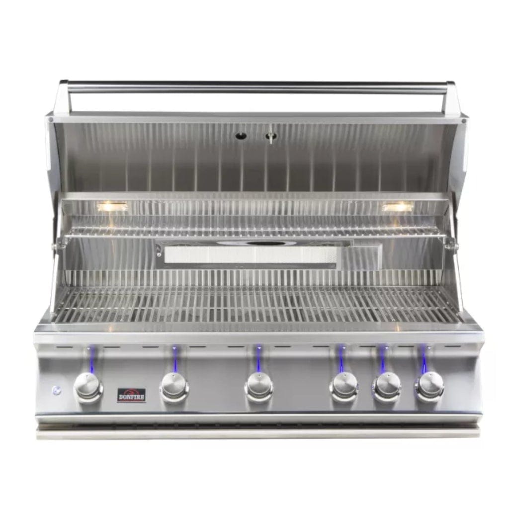 Bonfire Outdoor Prime 500 Series 42" Stainless Steel 5-Burner Built-In Liquid Propane Gas Grill With Infrared Rear Burner
