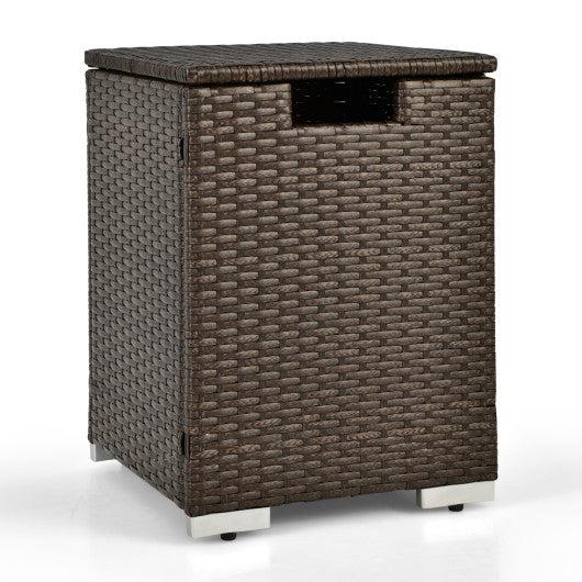 Costway 2-in-1 Brown Patio Rattan Gas Propane Tank Cover for 20 lbs Propane Tanks