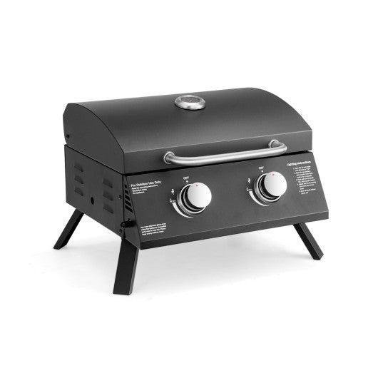 Costway 20,000 BTU 2-Burner Outdoor Portable Propane Gas Grill with Thermometer