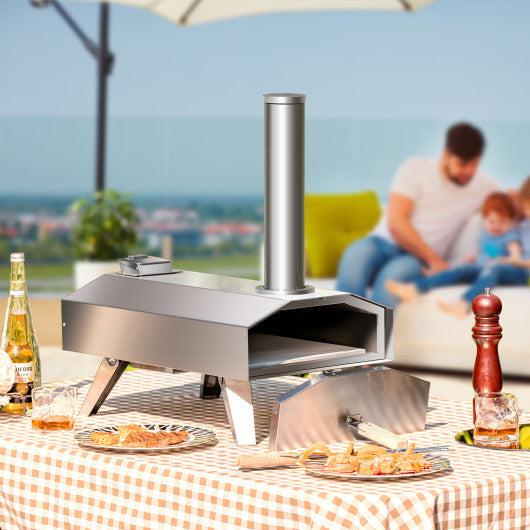 Portable Pellet Pizza Oven Outdoor Wood Fired Pizza Ovens Included Pizza  Stone, Fold-up Legs, Cover