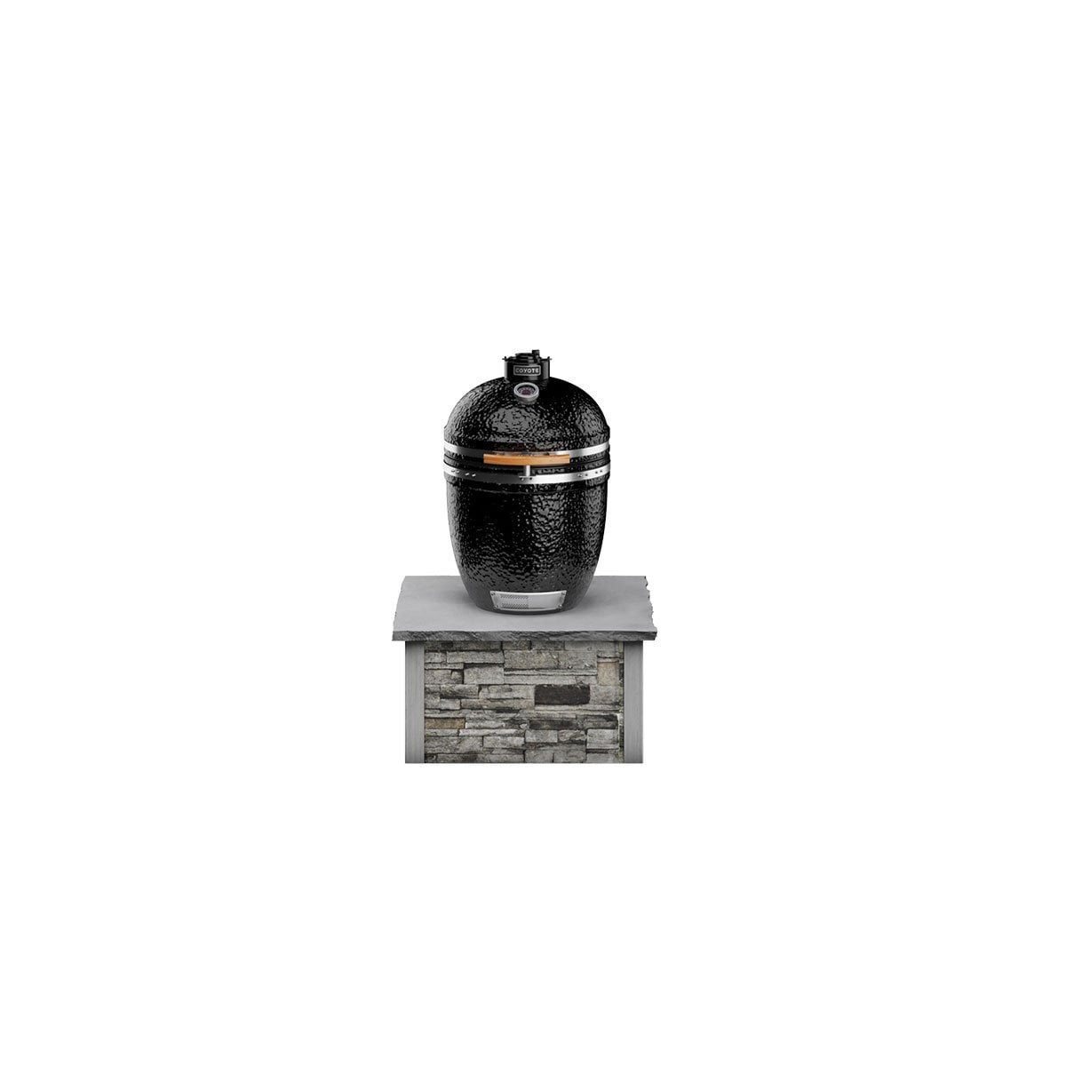 Coyote RTA 3ft Gray Stacked Stone Kamado Stand