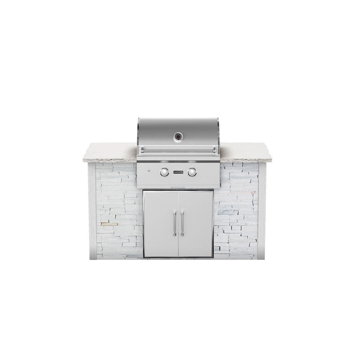 Coyote RTA 5ft White Stacked Stone Grill Island