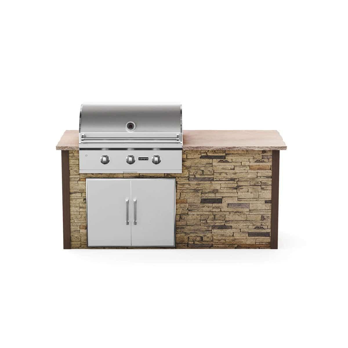 Coyote RTA 6ft Brown Stacked Stone Grill Island