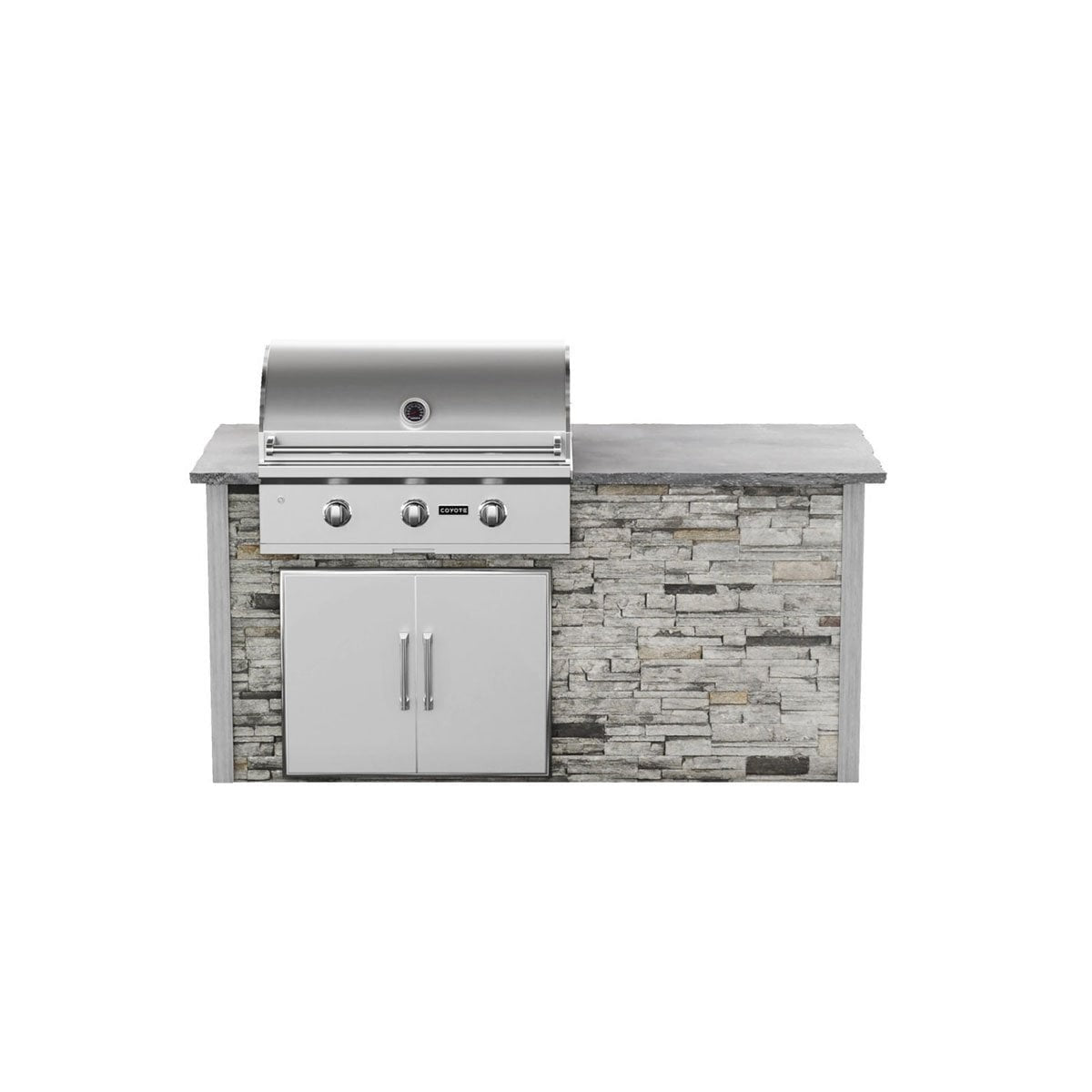 Coyote RTA 6ft Gray Stacked Stone Grill Island