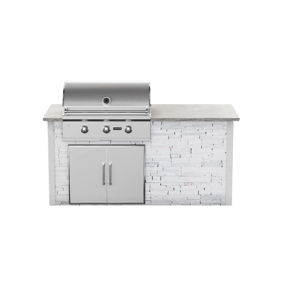 Coyote RTA 6ft White Stacked Stone Grill Island