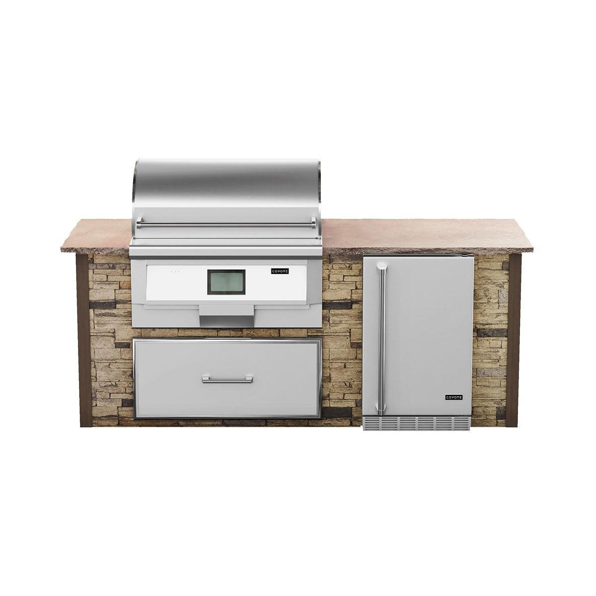 Coyote RTA 8ft Brown Stacked Stone Pellet Grill Island