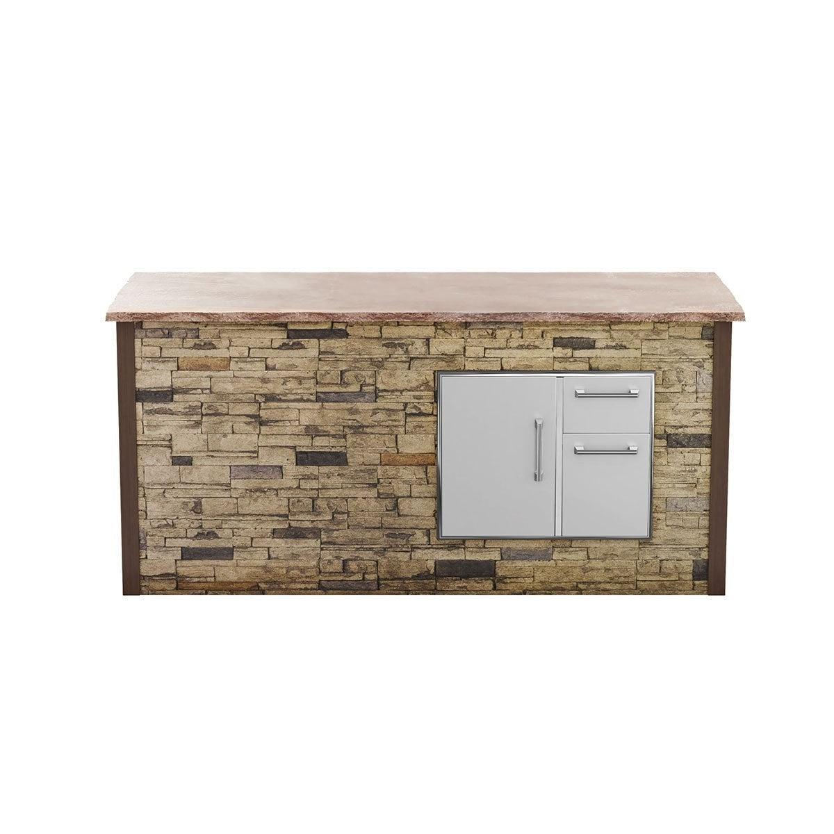Coyote RTA 8ft Brown Stacked Stone Storage Bar Island on Right