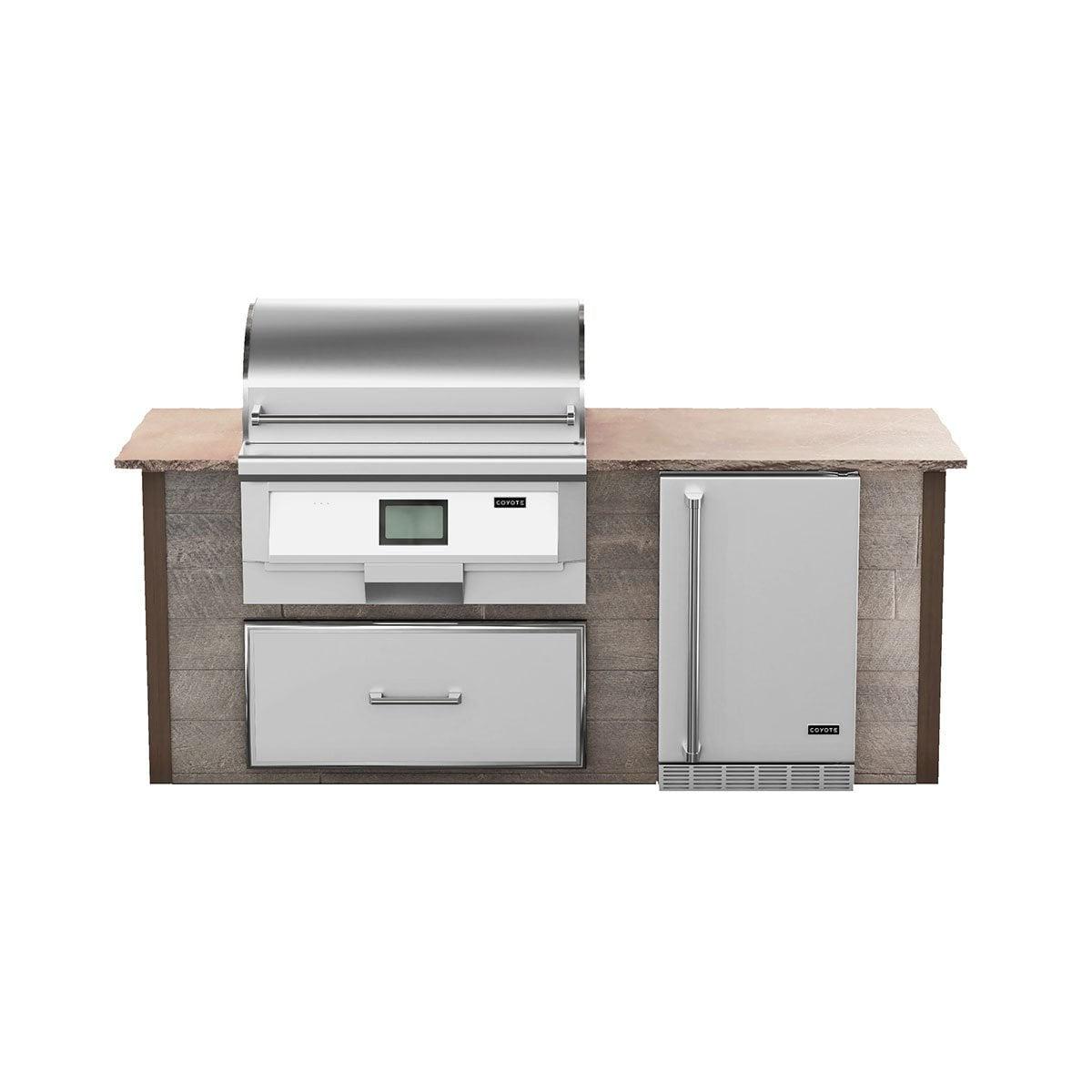 Coyote RTA 8ft Brown Weathered Wood Pellet Grill Island