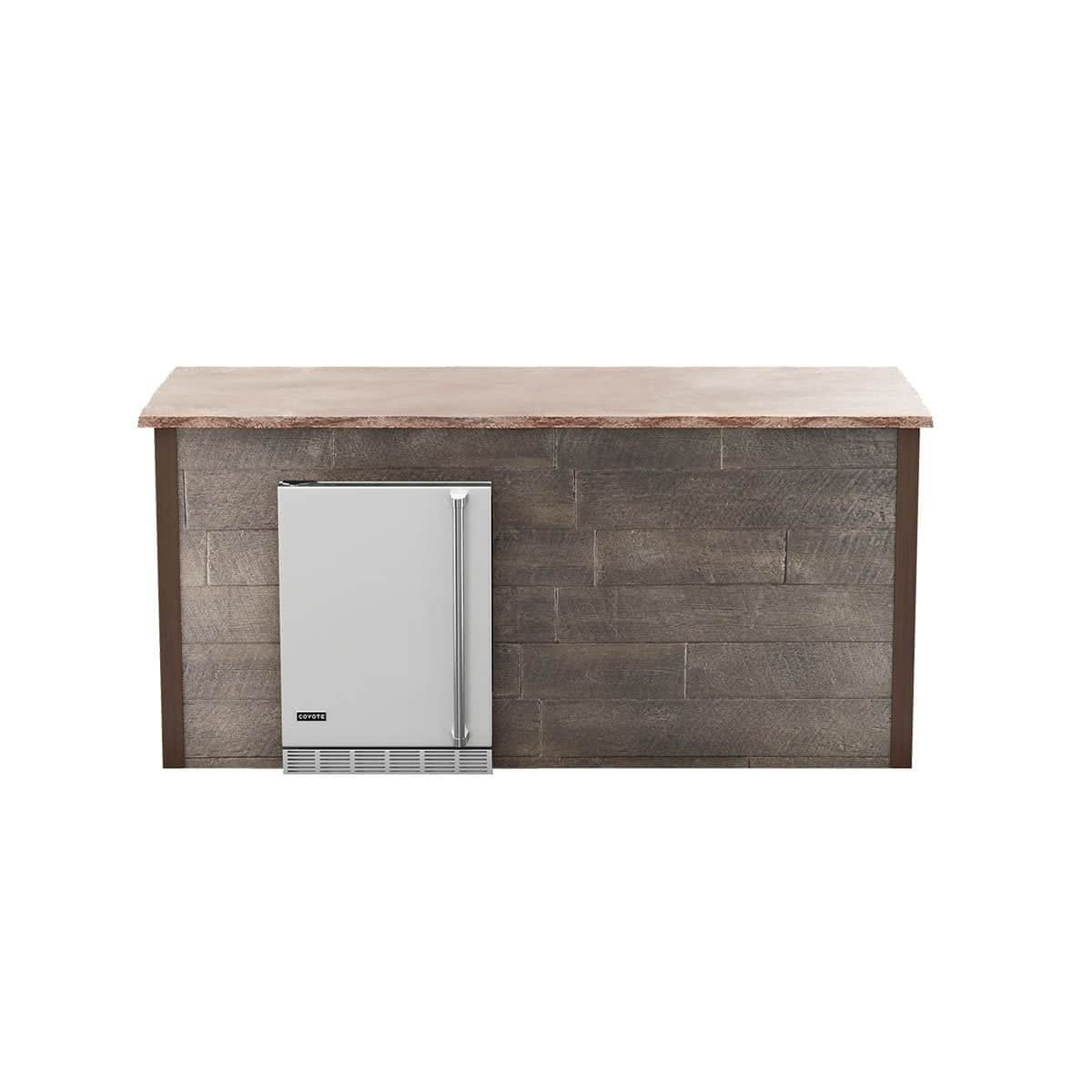 Coyote RTA 8ft Brown Weathered Wood Refrigeration Bar Island on Left