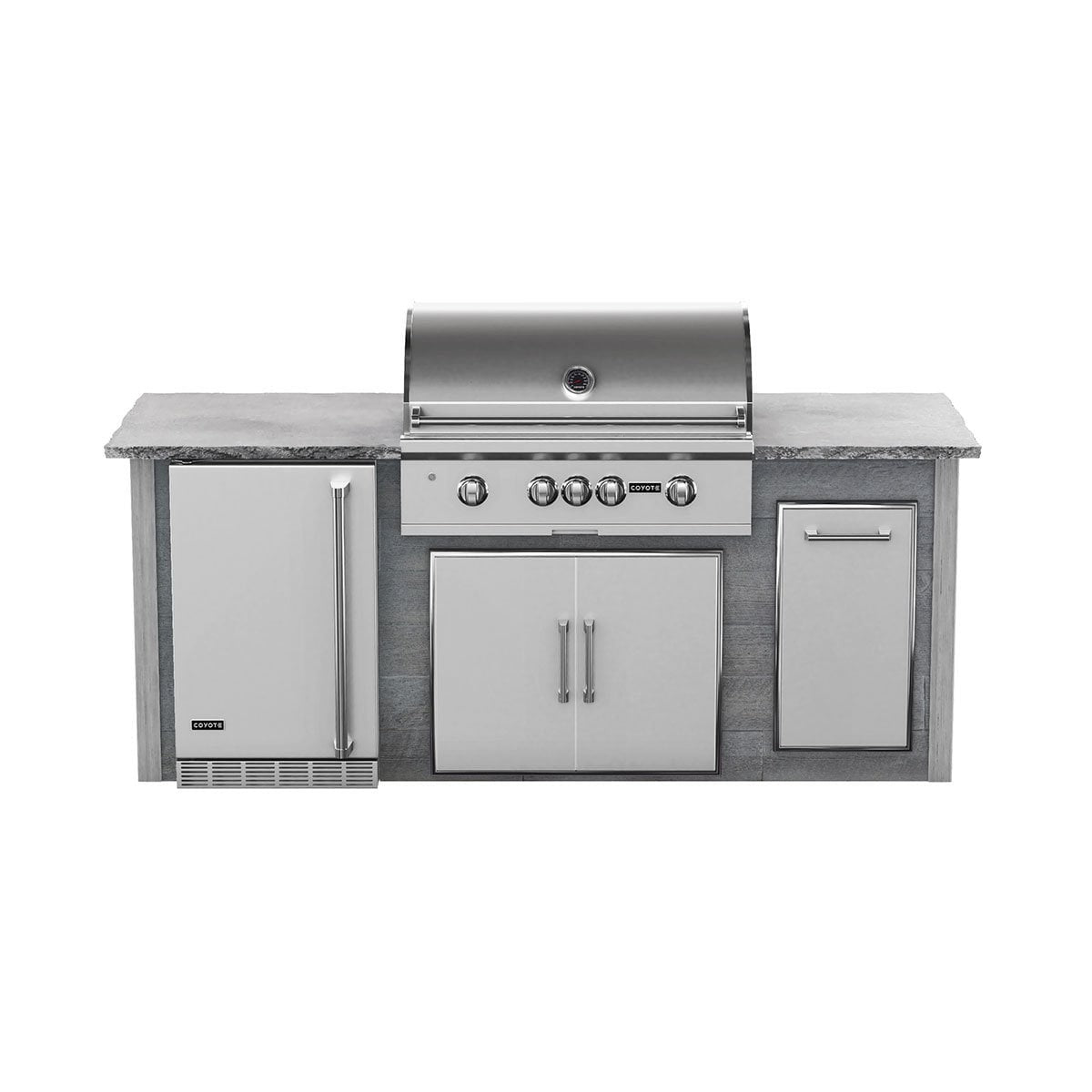 Coyote RTA 8ft Gray Weathered Wood Premium Grill Island With Refrigeration