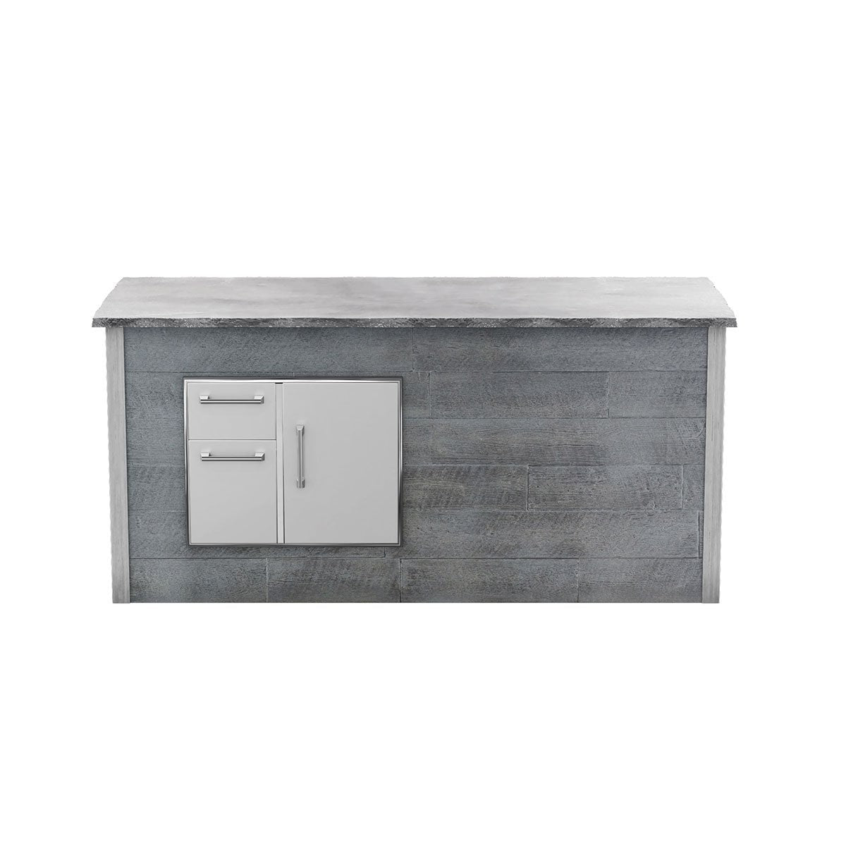 Coyote RTA 8ft Gray Weathered Wood Storage Bar Island on Left