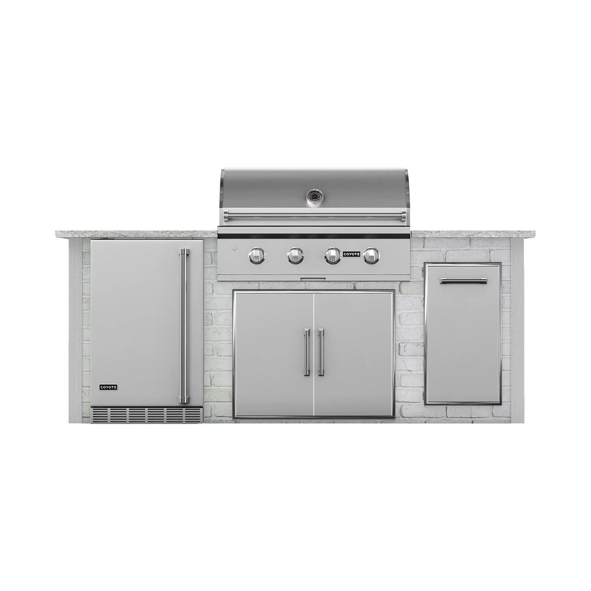 Coyote RTA 8ft White Reclaimed Brick Grill Island With Refrigeration