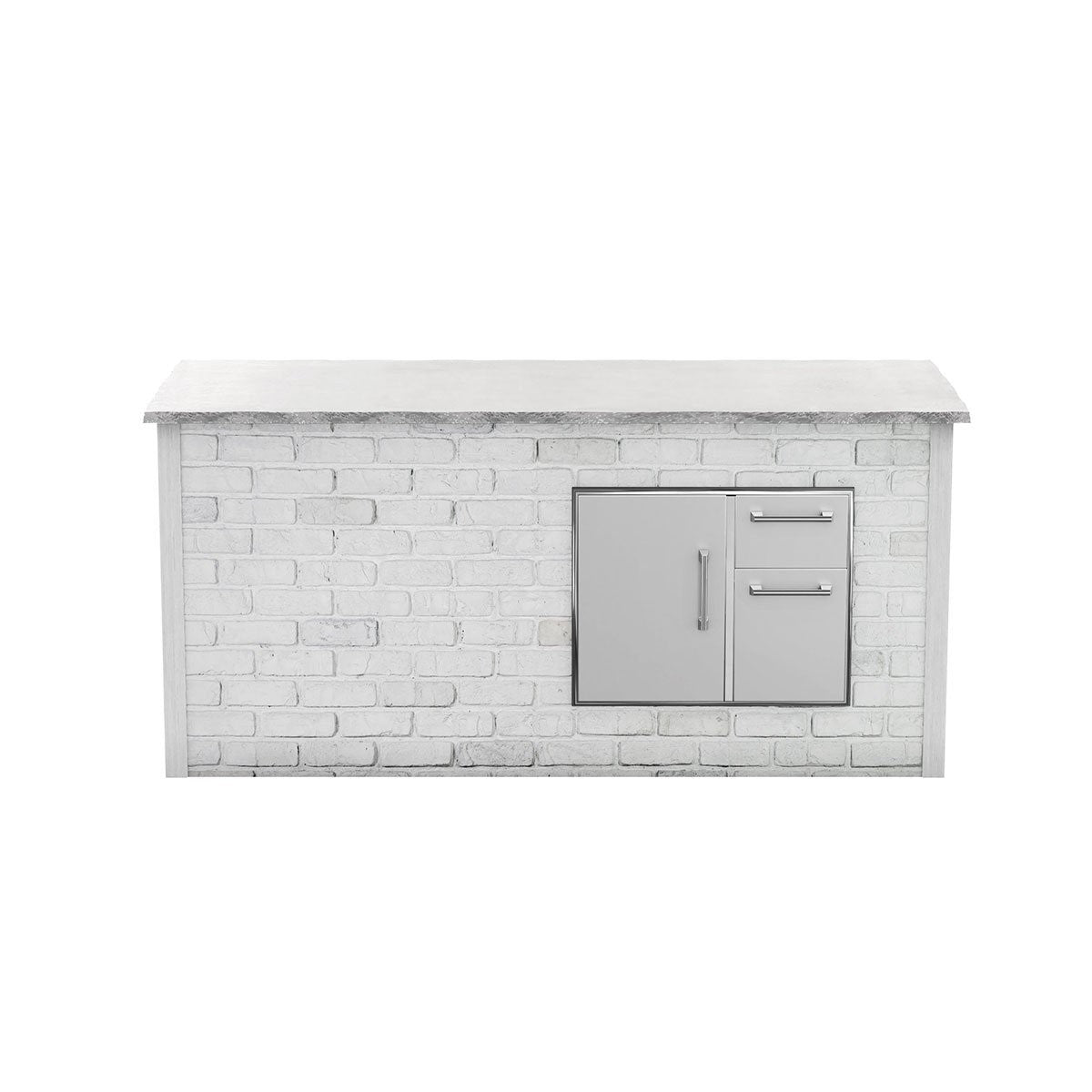Coyote RTA 8ft White Reclaimed Brick Storage Bar Island on Right