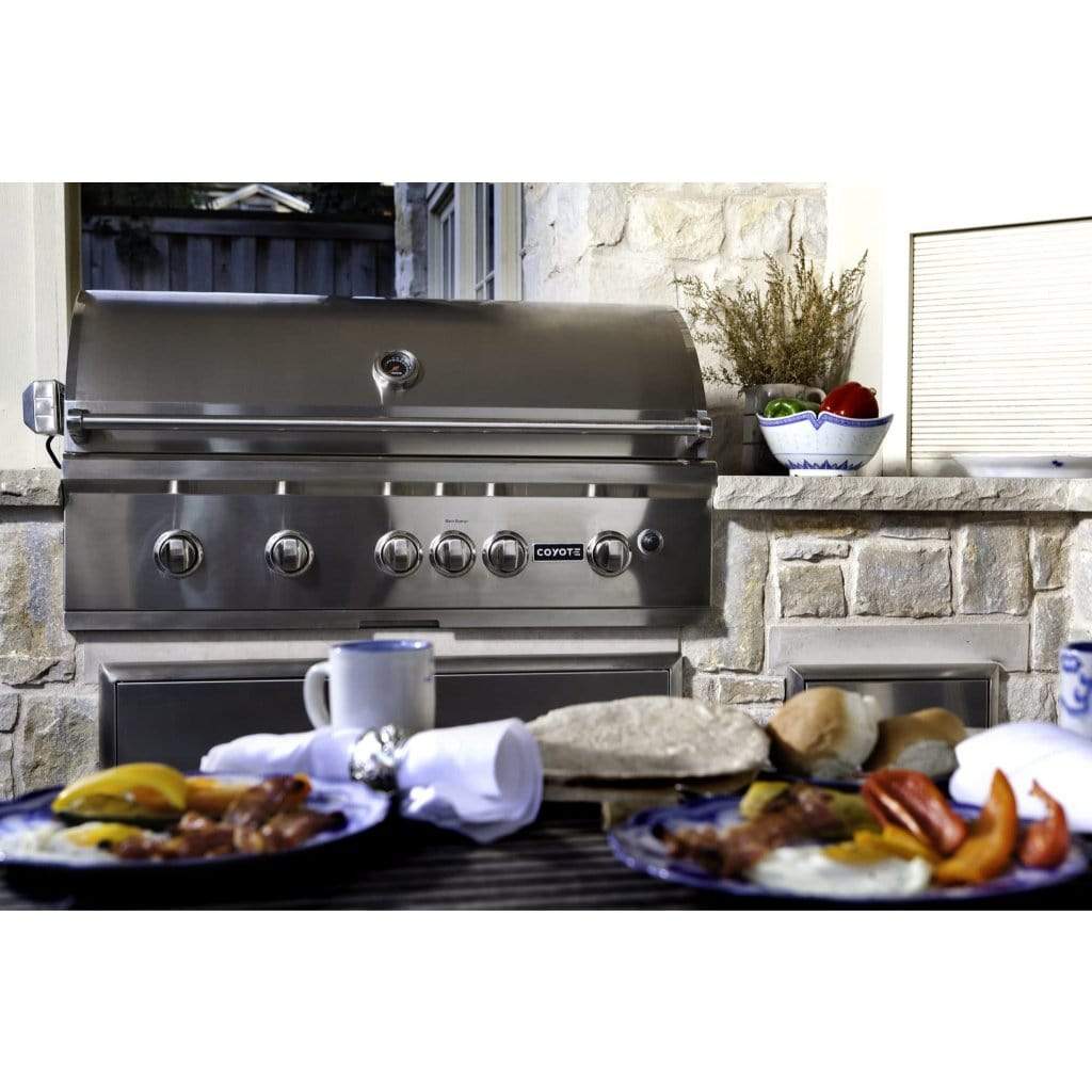 Coyote S-Series 42" 6-Burner Built-In Liquid Propane Gas Grill with RapidSear Infrared Burner & Rotisserie