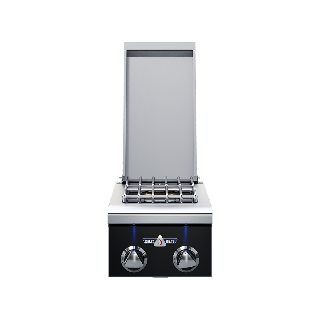 Delta Heat 12" Black Control Panel Stainless Steel Construction Natural Gas Double Side Burner
