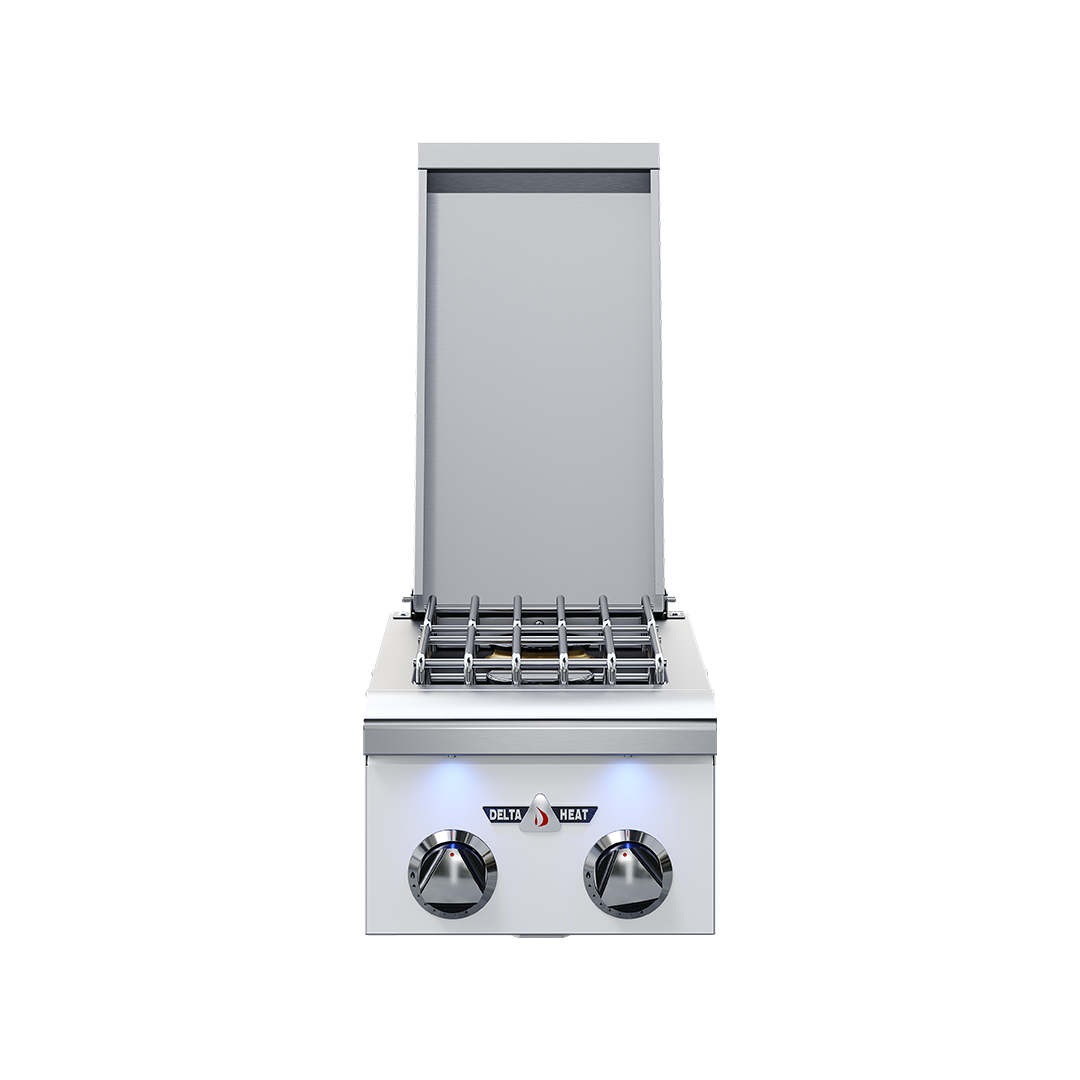 Delta Heat 12" White Control Panel Stainless Steel Construction Liquid Propane Gas Double Side Burner