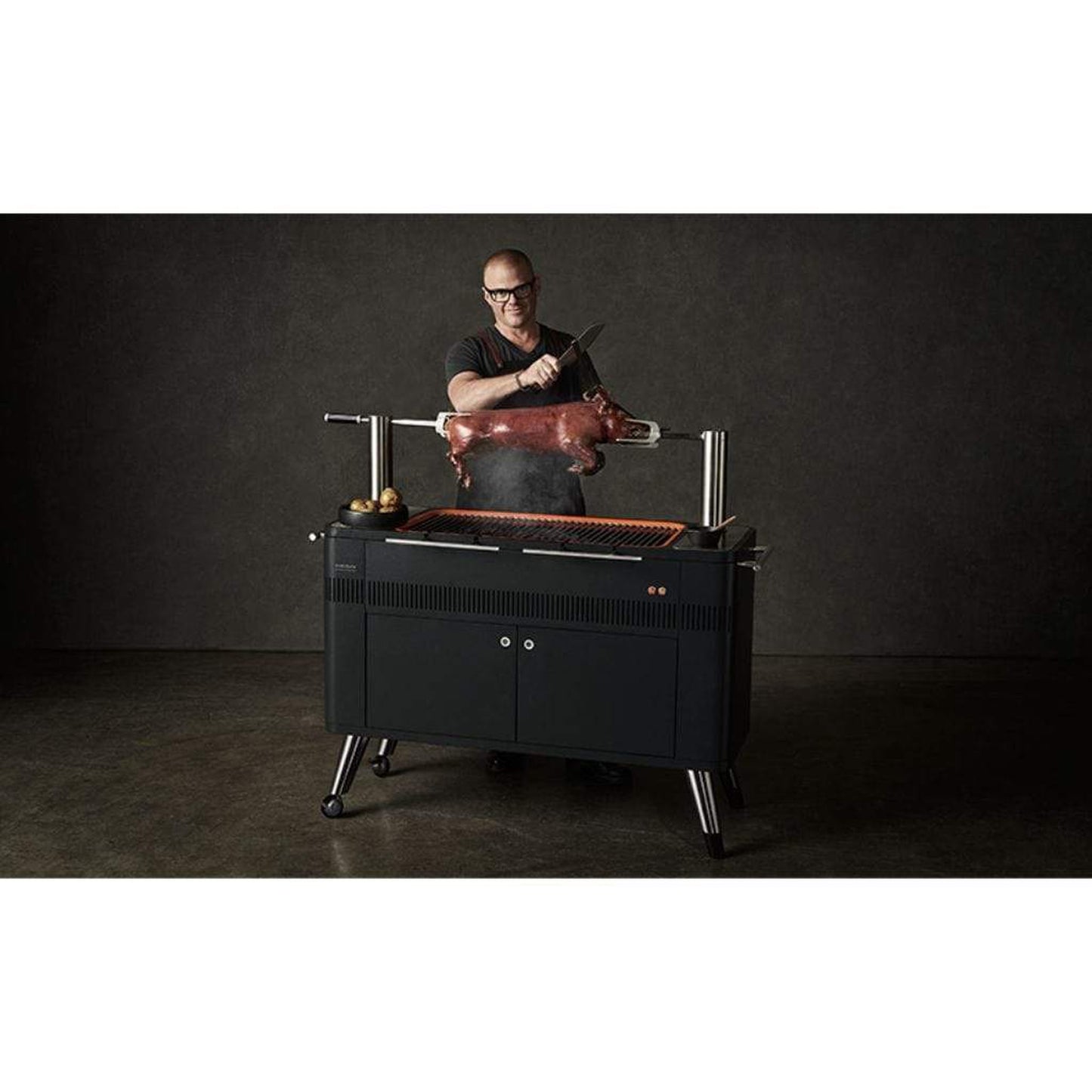 Everdure 54" HUB Grill, Charcoal BBQ with Electric Element & Rotisserie