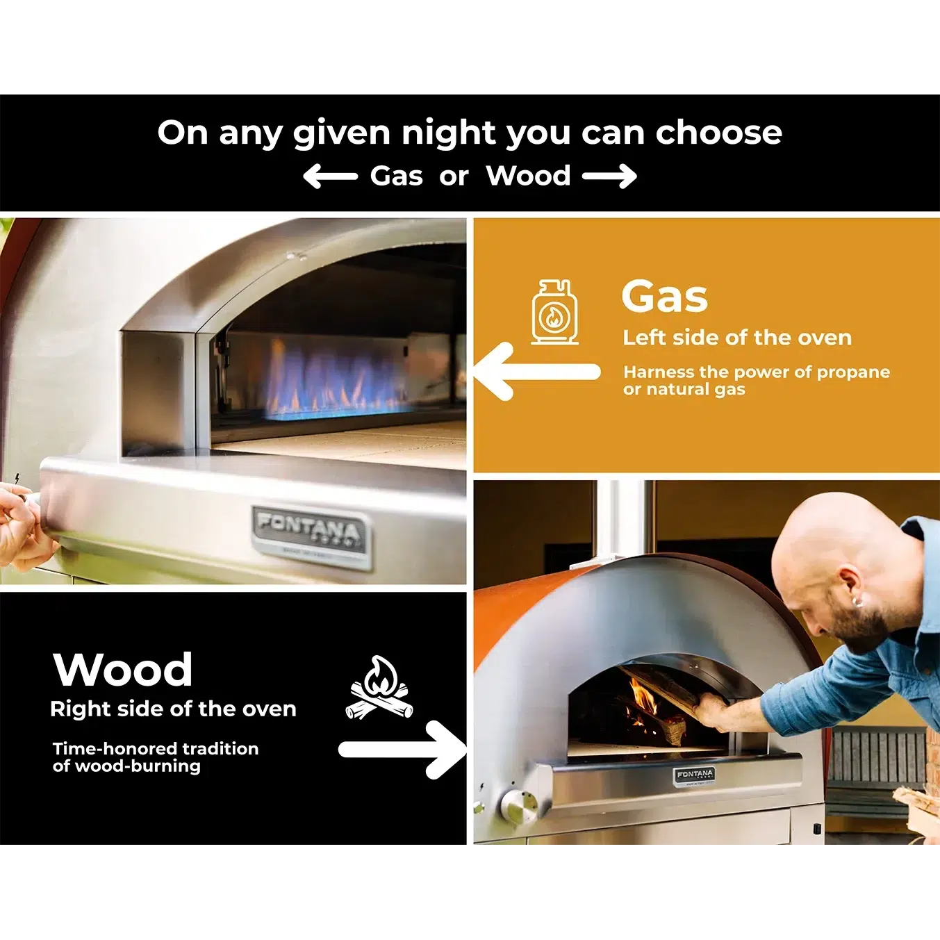 Fontana Forni Firenze 39" Red Countertop Hybrid Gas & Wood Pizza Oven