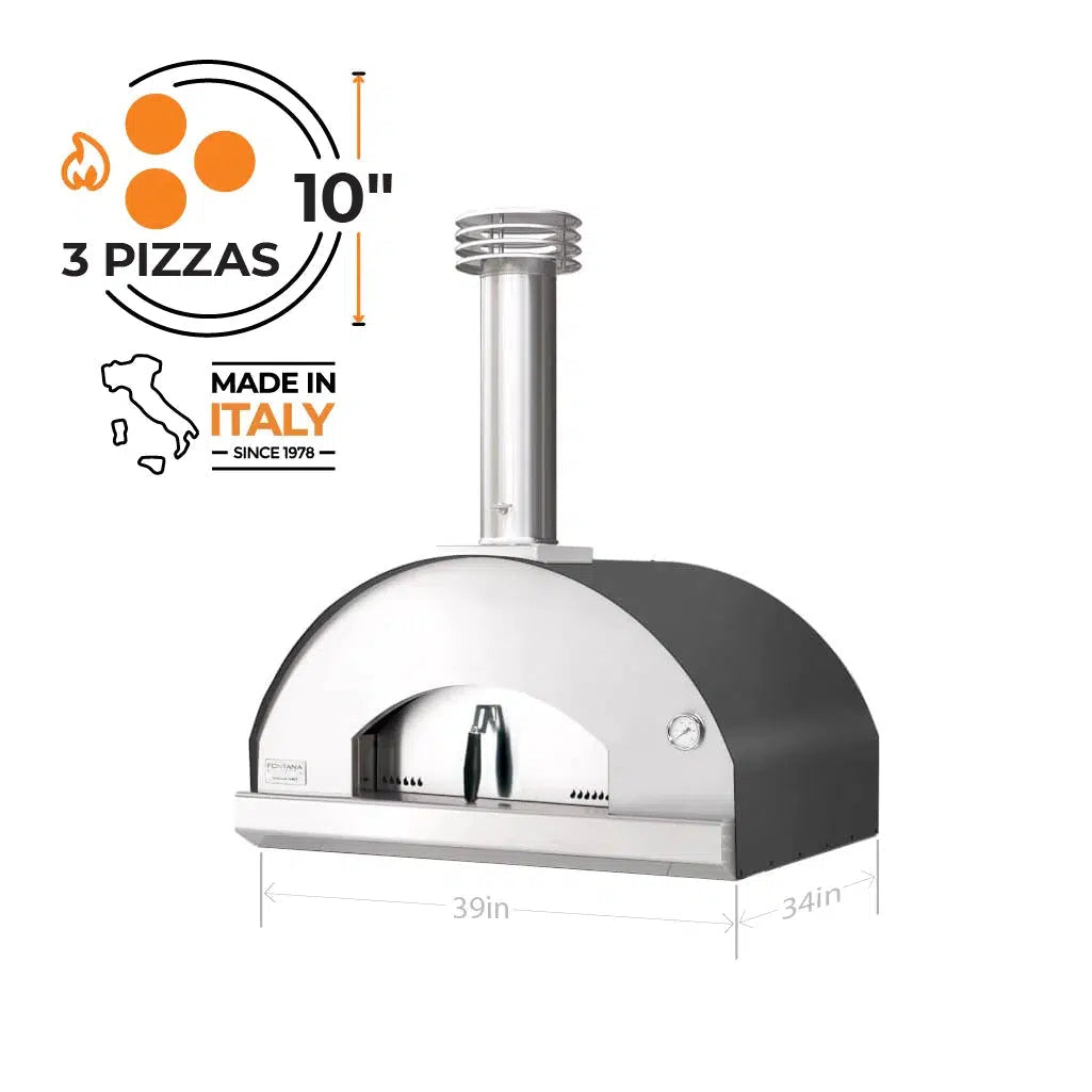 Fontana Forni Mangiafuoco 39" Anthracite Countertop Wood Fired Pizza Oven