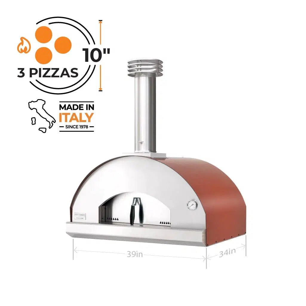 Fontana Forni Mangiafuoco 39" Red Countertop Wood Fired Pizza Oven