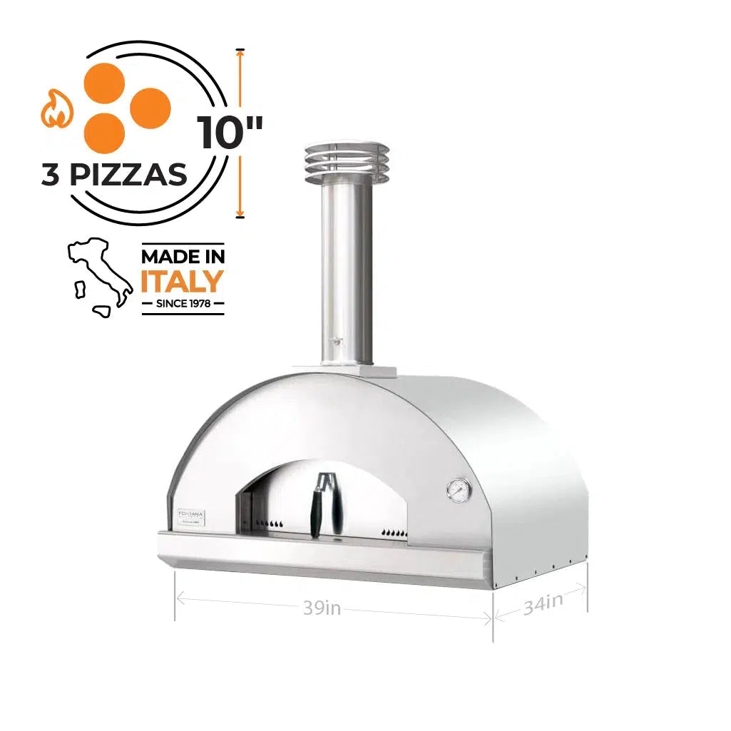 Fontana Forni Mangiafuoco 39" Stainless Countertop Wood Fired Pizza Oven