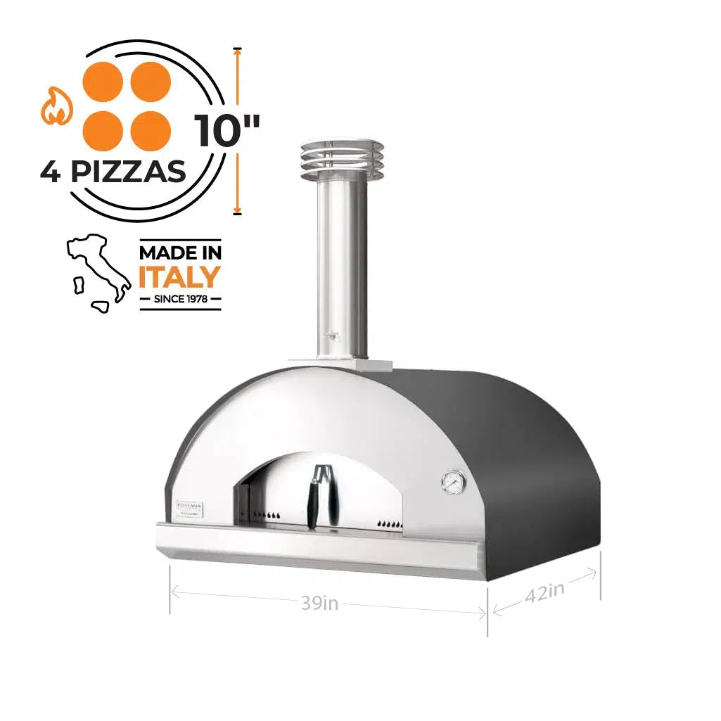 Fontana Forni Marinara 39" Anthracite Countertop Wood Fired Pizza Oven