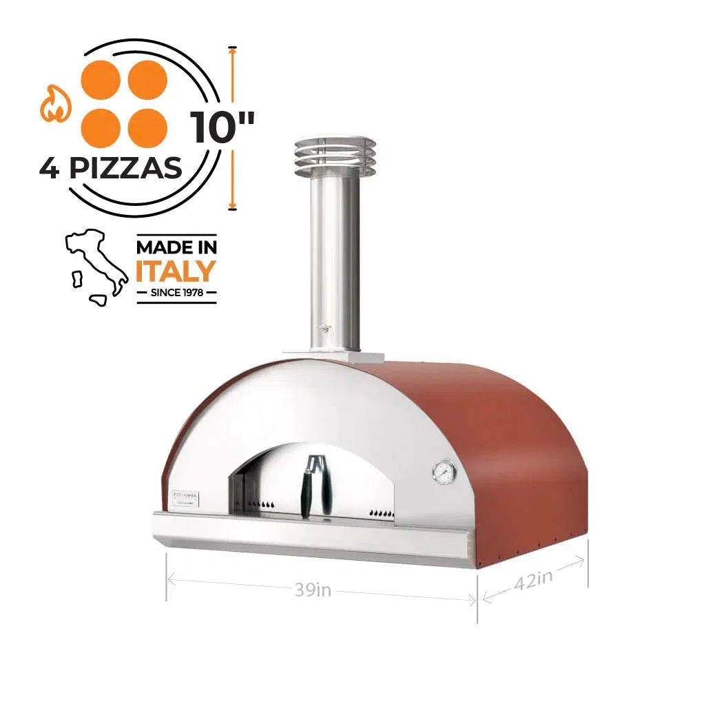 Fontana Forni Marinara 39" Red Countertop Wood Fired Pizza Oven