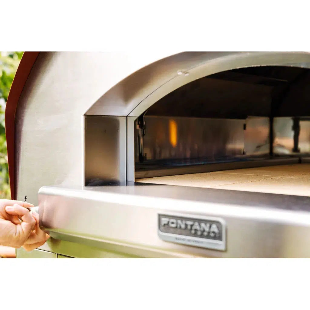 Fontana Forni Roma 39" Red Countertop Hybrid Gas & Wood Pizza Oven