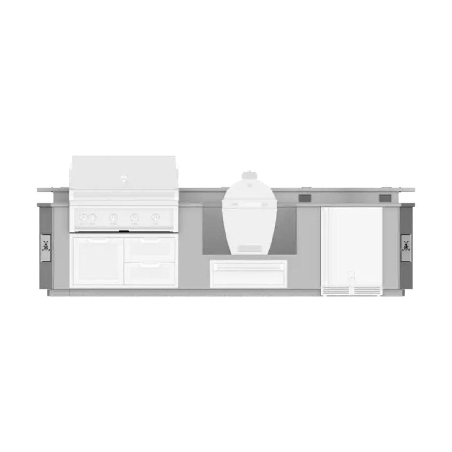 Hestan 12' Outdoor Living Suite with Egg Shaped Smoker/Grill and Bar - GE Series