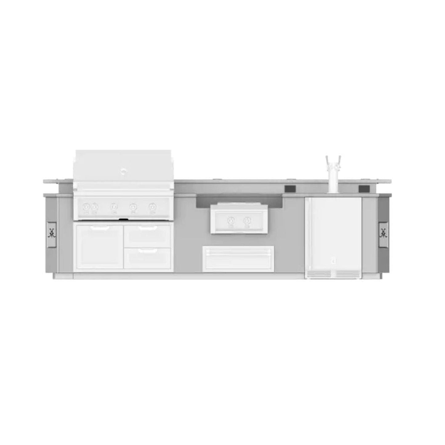 Hestan 12' Outdoor Living Suite with Power Burner, Beer Dispenser and Bar - GE Series