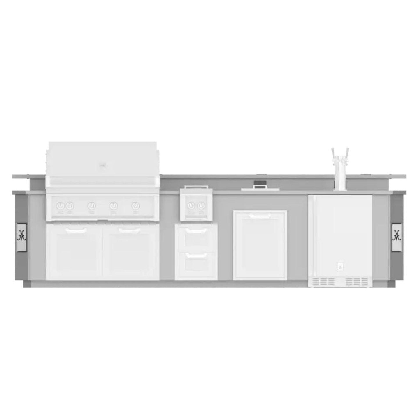 Hestan 12' Outdoor Living Suite with Side Burner, Beer Dispenser and Bar - GE Series