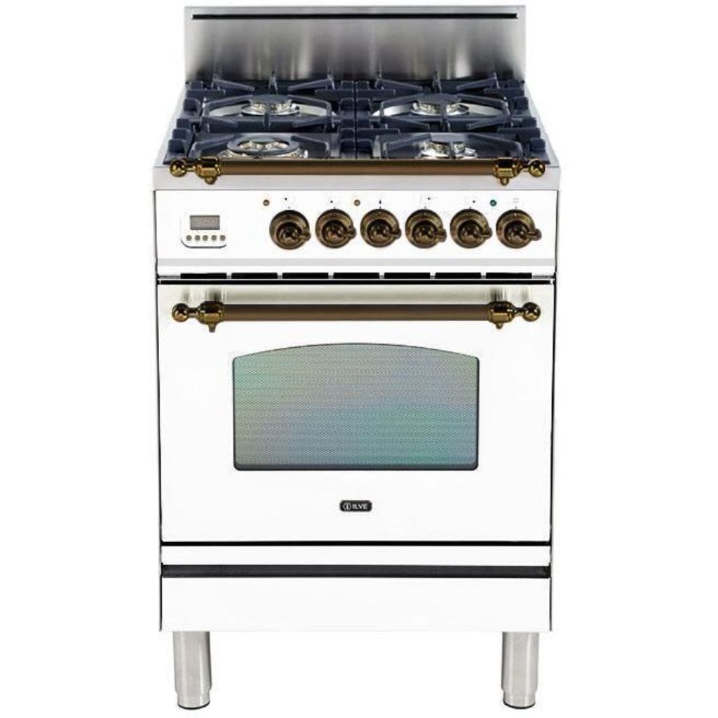 ILVE 24” 4-Burners Nostalgie Series Freestanding Dual Fuel Gas Range with Trim