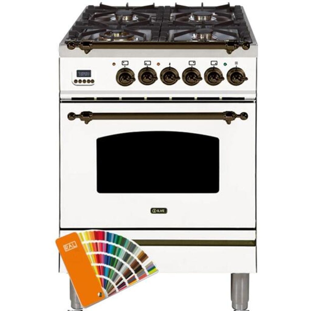 ILVE 24” 4-Burners Nostalgie Series Freestanding Dual Fuel Range with Trim