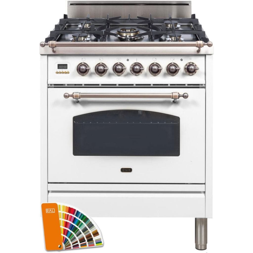 ILVE 30” 5-Burners Nostalgie Series Freestanding Single Oven Gas Range with Trim