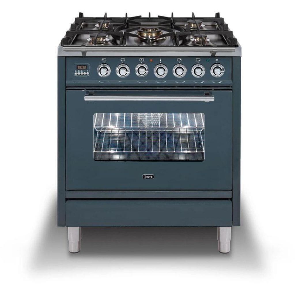 ILVE 30” 5-Burners Professional Plus Series Freestanding Dual Fuel Range with Trim