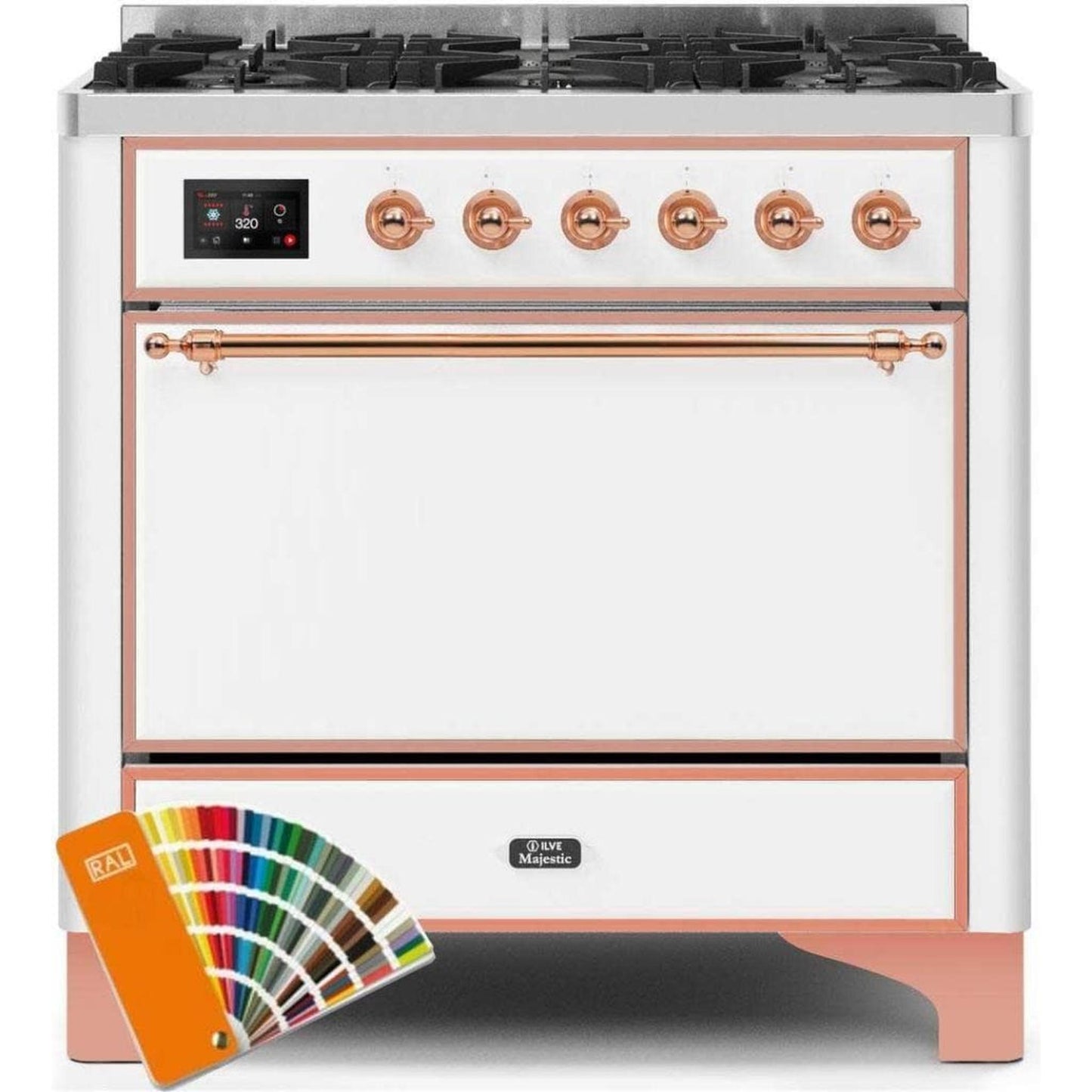ILVE 36" 6 Sealed Burners Majestic II Series Freestanding Dual Fuel Single Oven Liquid Propane Range