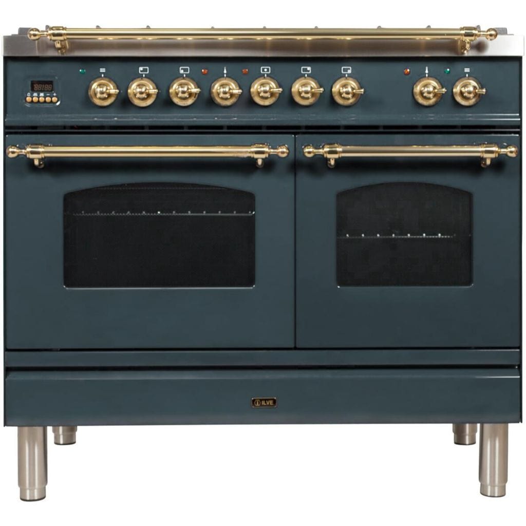 ILVE 40” 5-Burners Nostalgie Series Freestanding Dual Fuel Range with Trim