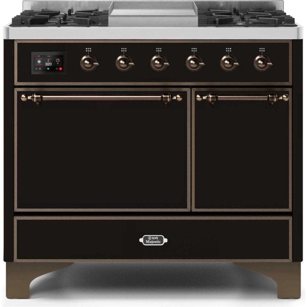 ILVE 40” 6 Sealed Burners Majestic II Series Freestanding Dual Fuel Liquid Propane Range with Trim
